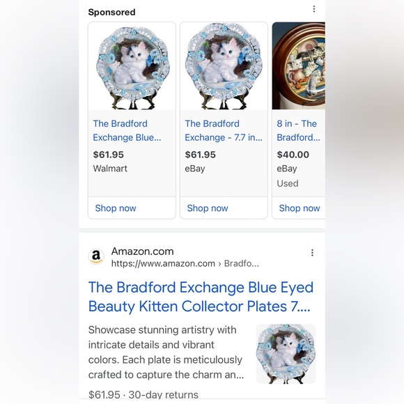 The Bradford Exchange Blue Eyed Beauty Kitten Collector Plates 7.7-inches 2017 - Picture 9 of 10